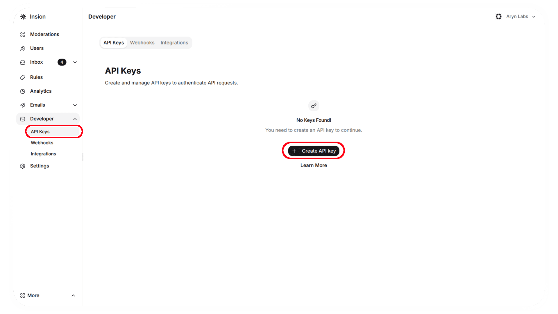 Create API key