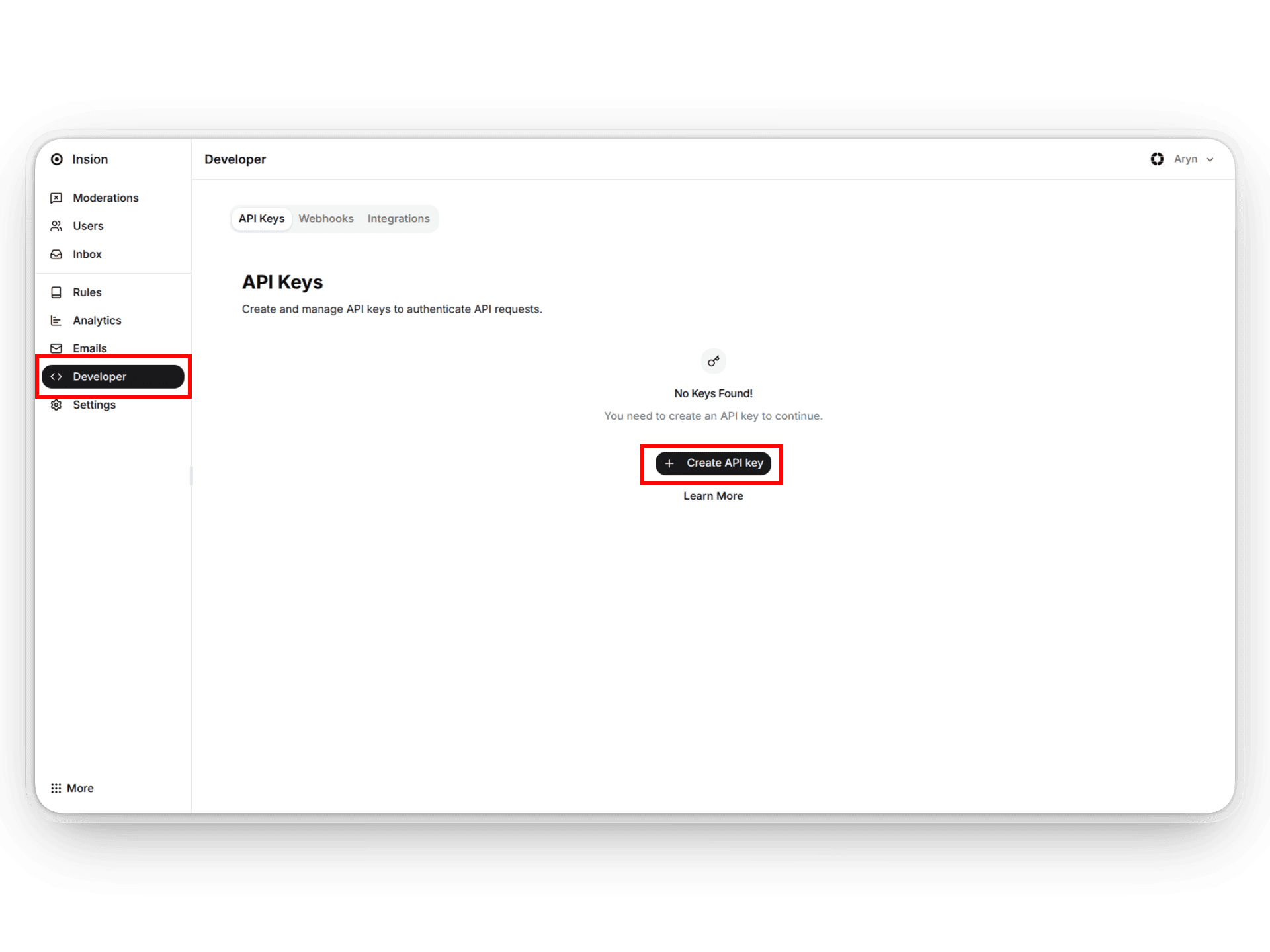 Create API key