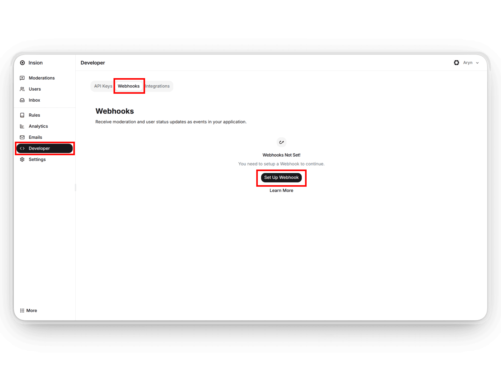 Create webhook