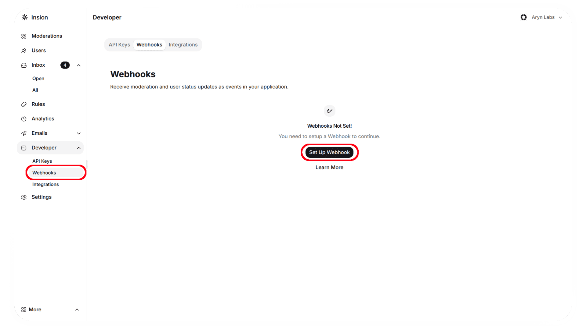 Create webhook