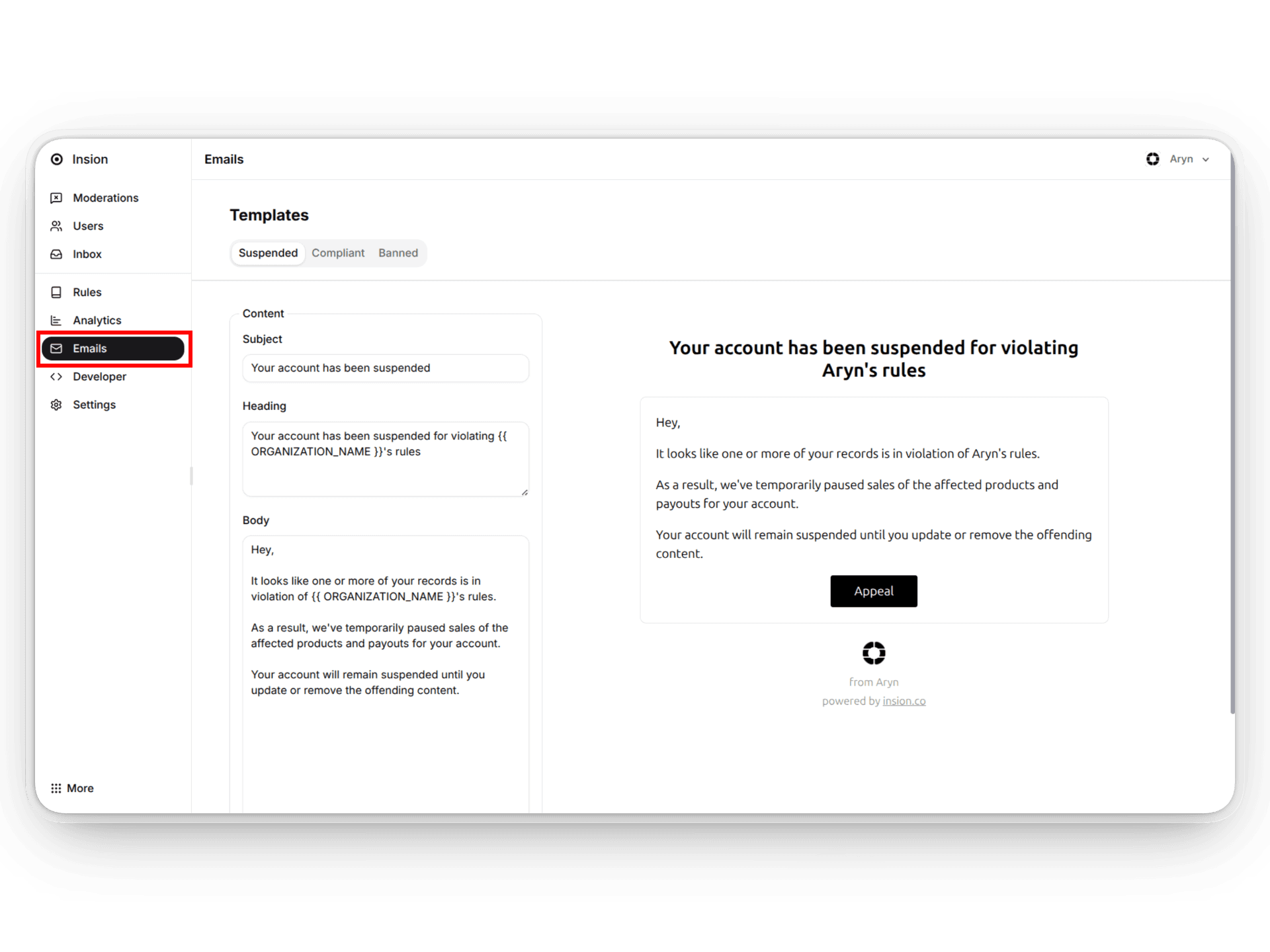 Email templates