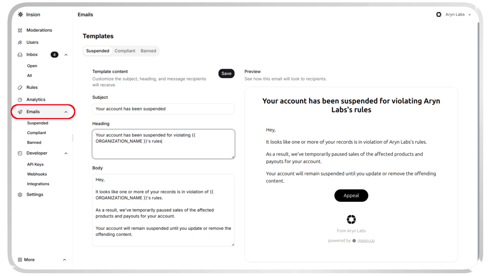 Email templates